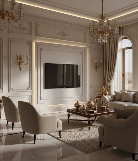 جدار تلفزيون جبس بورد كلاسيك​