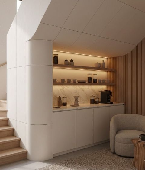 ديكور تحت الدرج مع إضاءة​